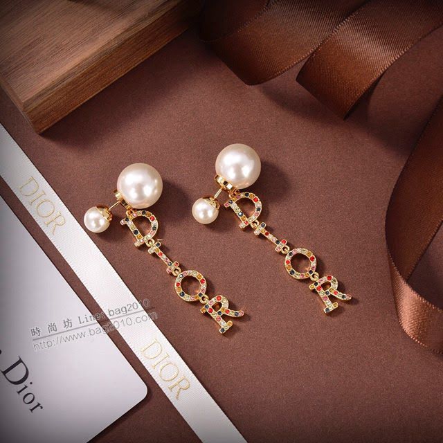 Dior飾品 迪奧經典熱銷款DIOR迪奧字母彩鑽珍珠耳釘耳環  zgd1431